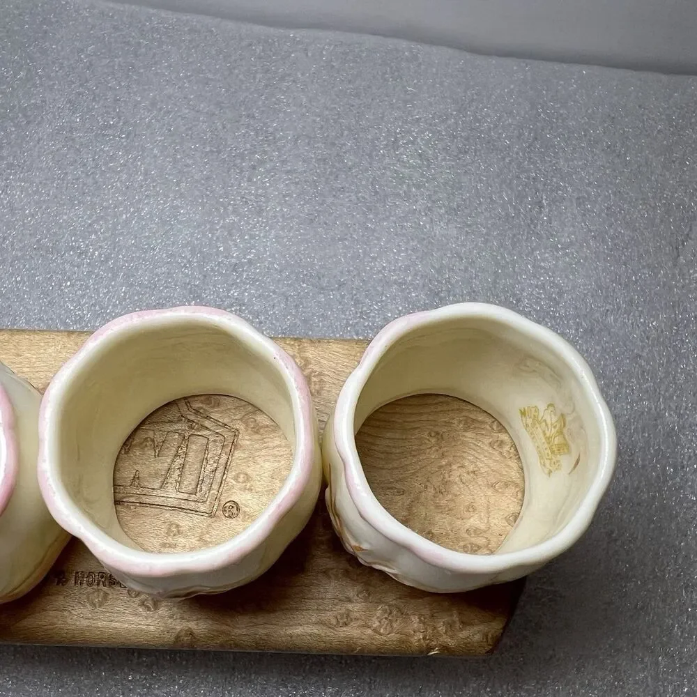 4 BELLEEK THORN NAPKIN RINGS 1.25